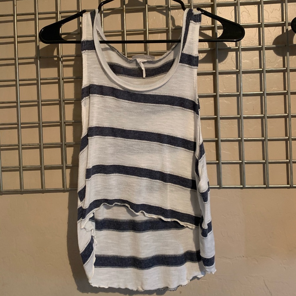 White and blue striped tank top